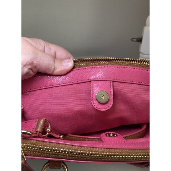 Coach Mini Christie Brown Pebble Leather Pink Trim Pink Lining Zip F37762 - Picture 16 of 16